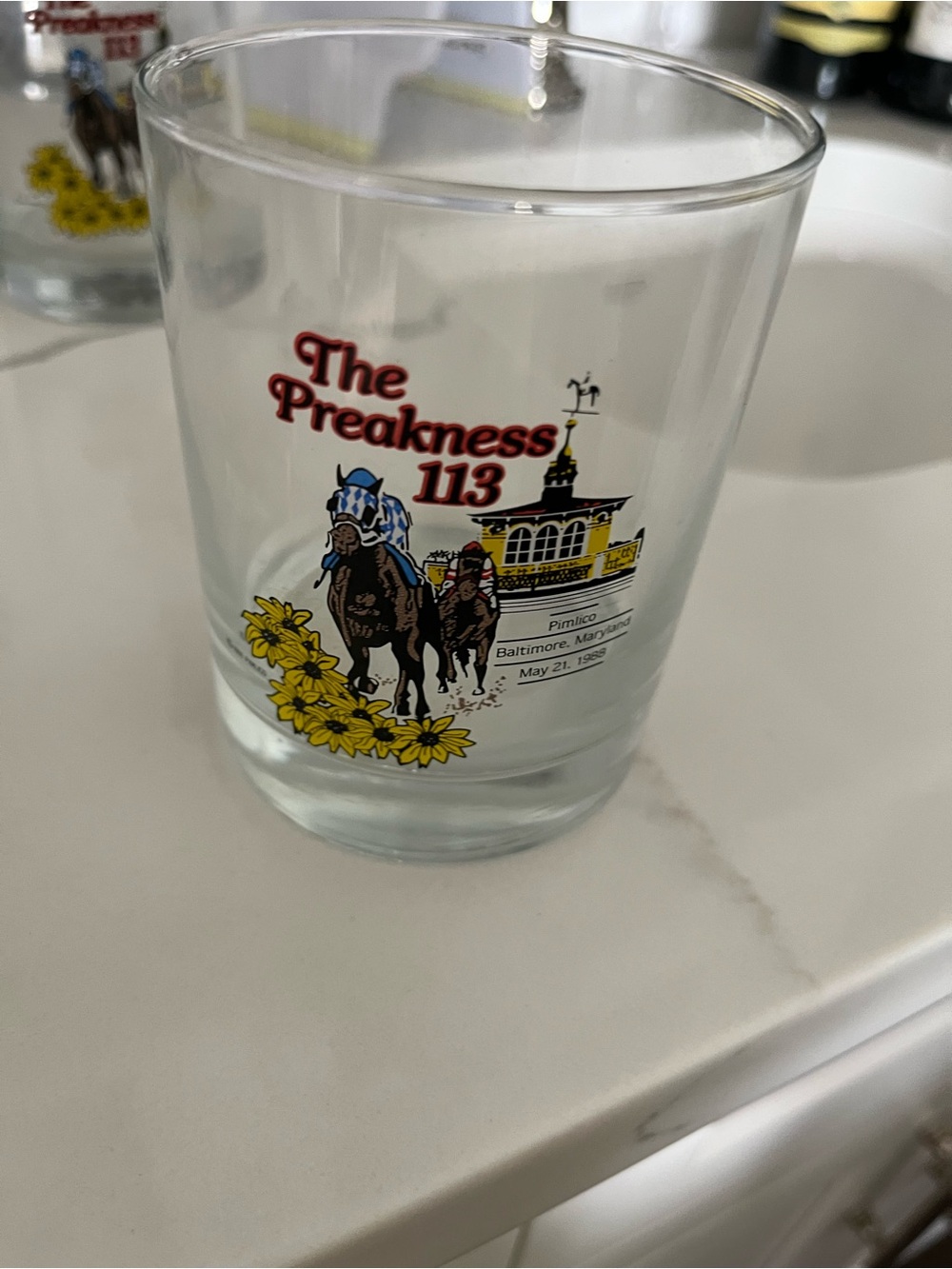 The Preakness 113 Commemorative Glass - Clear with Red and Yellow Accents 4
